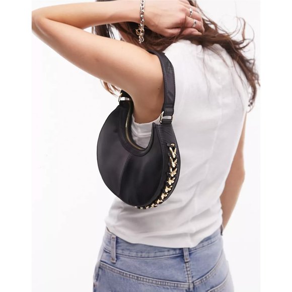 Topshop Black Scoop Shoulder Bag - Picture 2 of 5